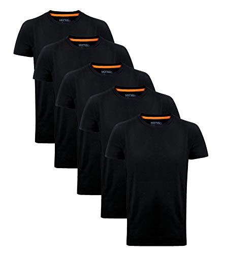 MERISH Herren 5er Pack Einfarbige T-Shirts Rundhalsausschnitt 444 (4XL, 444a 5er Set Schwarz) von MERISH