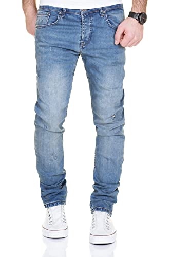 MERISH Jeans Herren Destroyed Hose Jeanshose Männer Slim Fit Stretch Denim 2081-1001 (40-34, 1001 Hellblau) von MERISH