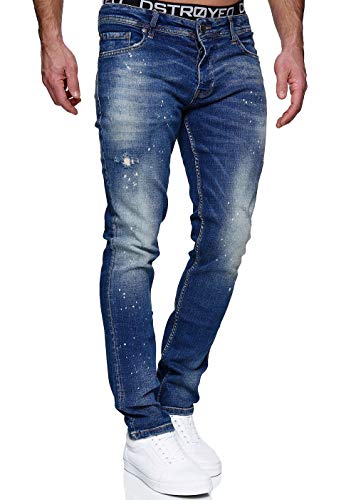 MERISH Jeans Herren Slim Fit Jeanshose Stretch Denim Designer Hose 1507(32W / 32L, 1507-2 Blau) von MERISH