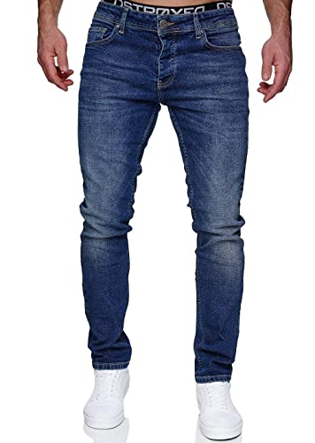 MERISH Jeans Herren Slim Fit Jeanshose Stretch Denim Hose Designer 1512 (30-32, 1512-02 Dunkelblau) von MERISH