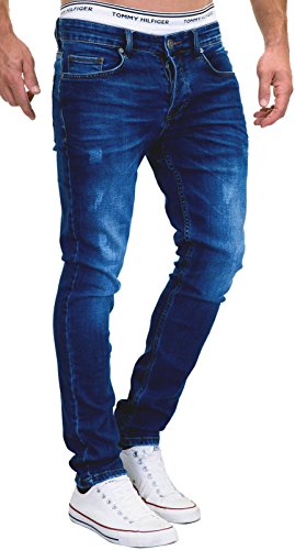 MERISH Jeans Herren Slim Fit Stretch Hose Jeanshose Denim 9148 (32-32, 9148 Dunkelblau) von MERISH