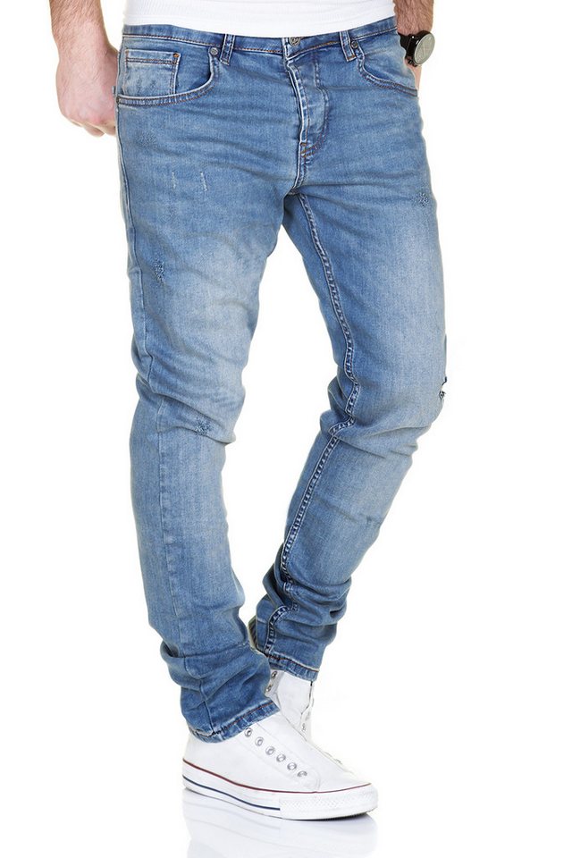 MERISH Slim-fit-Jeans MERISH Jeans Herren Destroyed Hose Used-Look Jeanshose Männer Denim von MERISH