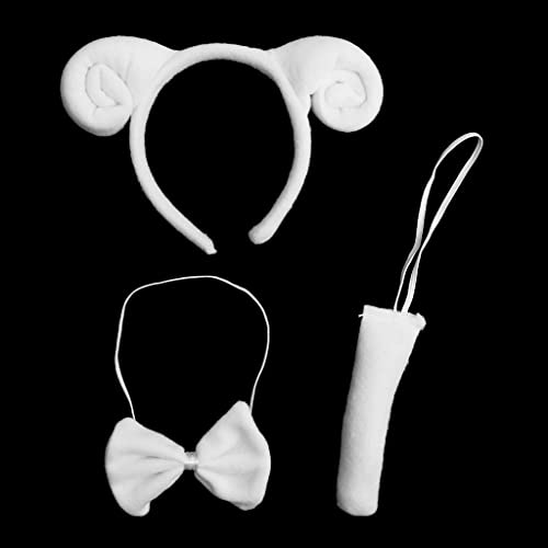 MERISHOPP™ 3-teiliges Set mit hübschem Tier-Stirnband, Fliege, Schwanz, Fasching, Schaf von MERISHOPP