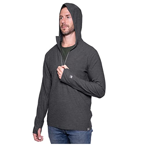 MERIWOOL Herren Base Layer Hoodie Leichte Merinowolle Langarm Thermo, dunkles grau, Medium von MERIWOOL