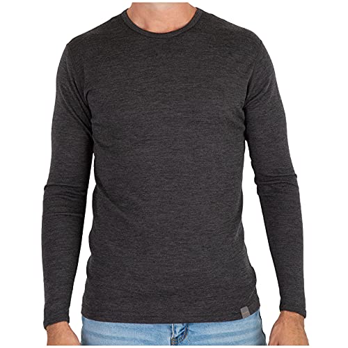 MERIWOOL Herren-Thermo-Shirt, 100 % Merinowolle, mittelschwer, langärmlig - Grau - X-Groß von MERIWOOL