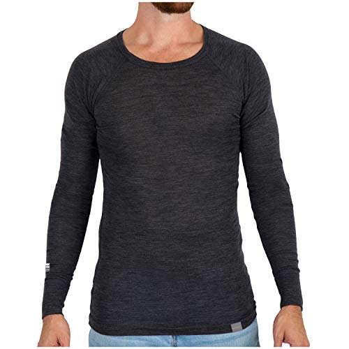 MERIWOOL Herren-Unterhemd, 100 % Merinowolle, leicht, figurbetont, Thermo-Shirt, dunkles grau, Klein von MERIWOOL
