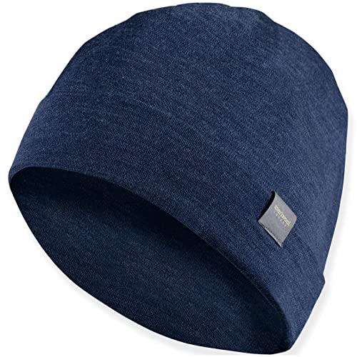 MERIWOOL Unisex Merinowolle Manschette Beanie Wintermütze für Damen und Herren, Denim Blau, Einheitsgröße von MERIWOOL