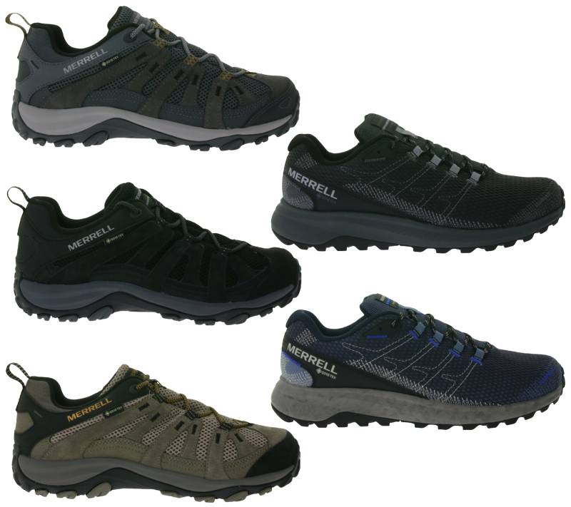 MERRELL Alverstone 2 Gore-Tex Herren Wanderschuhe oder nachhaltige Fly Strike Lauf-Schuhe wasserdichte GTX Outdoor-Schuhe mit Wechselfußbett Grau, Hellbraun, Schwarz oder Blau von MERRELL