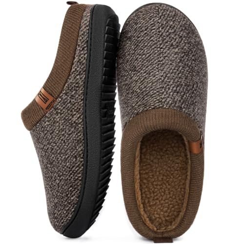 MERRIMAC Herren Slip-on Hausschuhe Bequem Memory-Schaum Rutschfest Innen Pantoffeln Haselnusskaffee,45-46 EU von MERRIMAC