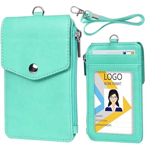 Abzeichenklammer, Seil aufhängen, 1PC Frauen Männer Arbeit Kreditkarteninhaber Brieftasche mit Umhängeband Reißverschluss Hasp 5 Slots Student Staff ID Card Bus Desk Organizer Geldbörse (Color : Gold) von MERRIYARD