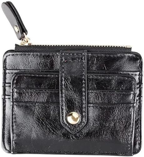 Abzeichenklammer, Seil aufhängen, 1PC Mini-PU-Leder-Kreditkartenhalter-Abdeckung Reißverschluss Haspe Frauen Männer Kleine ultradünne Brieftasche Organizer Fall Paket Geldbörse (Color : G)(Black) von MERRIYARD