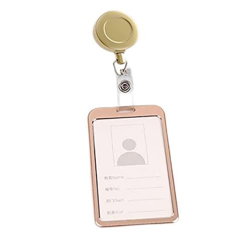 Abzeichenklammer, Seil aufhängen, 1Pcs Aluminiumlegierung Kartenabdeckungs-Fall-Bank-Geschäfts-Arbeits-Karten-Halter mit ABS-einziehbarer Abzeichen-Rolle Kredit-Ausweis-Abzeichen-Tasche (Color : Gold) von MERRIYARD