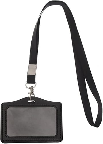 Abzeichenklammer, Seil aufhängen, Frauen Männer Pu-Leder ID Kreditkarteninhaber Studenten Bus Kartenetui Schlüsselband Männlich Besuchstür Identitätsabzeichen Kartenabdeckung (Color : C-1)(B 1) von MERRIYARD