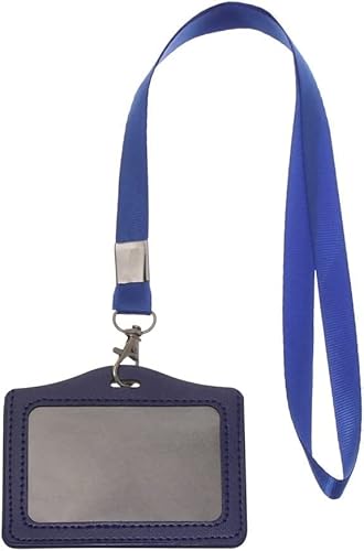 Abzeichenklammer, Seil aufhängen, Frauen Männer Pu-Leder ID Kreditkarteninhaber Studenten Bus Kartenetui Schlüsselband Männlich Besuchstür Identitätsabzeichen Kartenabdeckung (Color : C-1)(B 5) von MERRIYARD