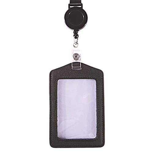 Abzeichenklammer, Seil aufhängen, Unisex Transparente Mehrzweck-Kartenhülle Arbeitsausweis Durchsichtiger Kartenhalter-Abdeckung Beiliegender Pass-Ausweis Büro-Schulbedarf (Color : Red)(Black) von MERRIYARD