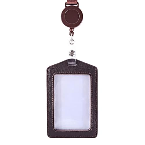 Abzeichenklammer, Seil aufhängen, Unisex Transparente Mehrzweck-Kartenhülle Arbeitsausweis Durchsichtiger Kartenhalter-Abdeckung Beiliegender Pass-Ausweis Büro-Schulbedarf (Color : Red)(Coffee) von MERRIYARD