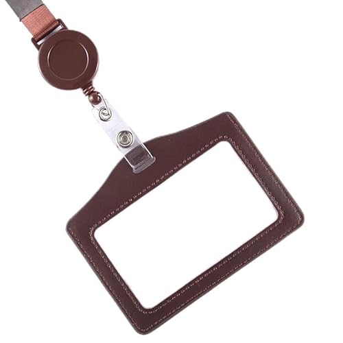 Abzeichenklammer, Seil aufhängen, Unisex Transparente Mehrzweck-Kartenhülle Arbeitsausweis Durchsichtiger Kartenhalter-Abdeckung Beiliegender Pass-Ausweis Büro-Schulbedarf (Color : Red)(Coffee 01) von MERRIYARD