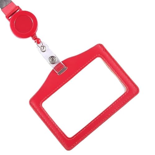 Abzeichenklammer, Seil aufhängen, Unisex Transparente Mehrzweck-Kartenhülle Arbeitsausweis Durchsichtiger Kartenhalter-Abdeckung Beiliegender Pass-Ausweis Büro-Schulbedarf (Color : Red)(Red 01) von MERRIYARD