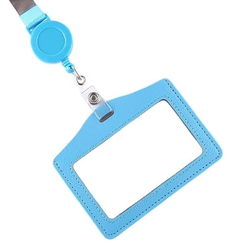 Abzeichenklammer, Seil aufhängen, Unisex Transparente Mehrzweck-Kartenhülle Arbeitsausweis Durchsichtiger Kartenhalter-Abdeckung Beiliegender Pass-Ausweis Büro-Schulbedarf (Color : Red)(Sky Blue 01) von MERRIYARD