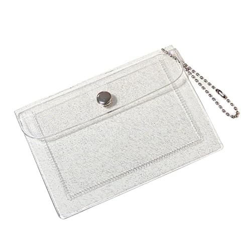 MERRIYARD Abzeichenklammer, Seil aufhängen, Mode Transparent PVC Frauen Kartenetui Visitenkartenhalter Männer Kreditkartentasche Id Karte Mini Brieftasche Mädchen Münze Purs (Color : Clear)(Bling) von MERRIYARD