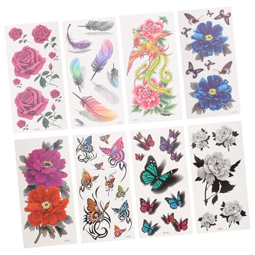 MERRYHAPY 3 Sets Temporäres Rosen-pfingstrosen-blumen-aufkleber-set Einfach Anzuwenden Für Party Schule Urlaub Veranstaltung 8 Blätter * 3 von MERRYHAPY