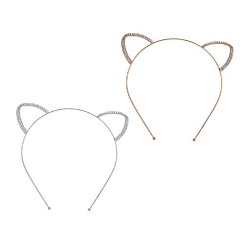 MERRYHAPY 2stücke Katzenohren Stirnbänder Mit Strass Katzenohren Haarband Aus Legierung Mädchen Haar Accessoire Für Cosplay-partys Und Andere Anlässe von MERRYHAPY
