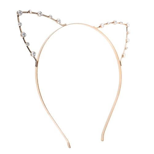 MERRYHAPY 2st Kostüm Katzenohren Strass-kopfschmuck Ohrdiademe Katze Krone Tiere Kostüm Kopf Reifen Damen Stirnbänder Ohren-stirnband Strass-katzenohr-haarreifen Kostüm Stirnband Golden von MERRYHAPY