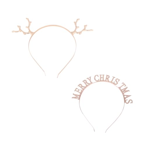 MERRYHAPY Weihnachts-stirnbänder Für Erwachsene 2 Stück Geweih-stirnband Haarreifen Buchstaben-kopfbedeckung Buchstaben-kopfbedeckung Festliches Weihnachts-haar-accessoire von MERRYHAPY