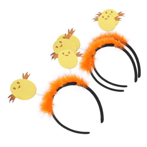 3st Kleines Gelbes Hühnchen Stirnband Kinder-outfits -tierhaarreifen Haargummis Für Kinder Kopfbedeckung Filzhuhn Party-kopfschmuck Hühnerkostüm Hühnerkopf-bopper Kopf Boppers MERRYHAPY von MERRYHAPY