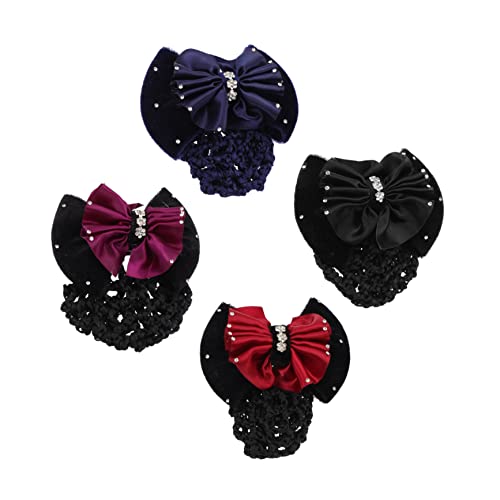 MERRYHAPY 4er Satz Haarnetze Für Damen Haarknoten-netze Mit Schleife Haarnetz-clips Für Arbeit Und Alltag von MERRYHAPY