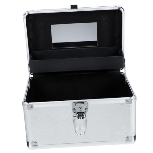 Kasten Tragbare Kosmetik Box Reise-Kulturbeutel Kosmetik-Organizer Kosmetikkoffer schminkkoffer Makeup case Kosmetiktasche Werkzeugkoffer Mehrzweckkoffer Aluminium Legierung Silver MERRYHAPY von MERRYHAPY