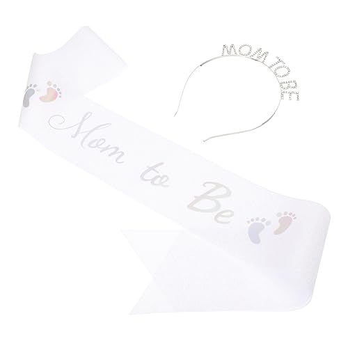 MERRYHAPY Schwangerschaftsschärpe Für Werdende Mütter Mit Strass-tiara Babyparty-stirnband Verstellbar Und Angenehm Zu Tragen von MERRYHAPY