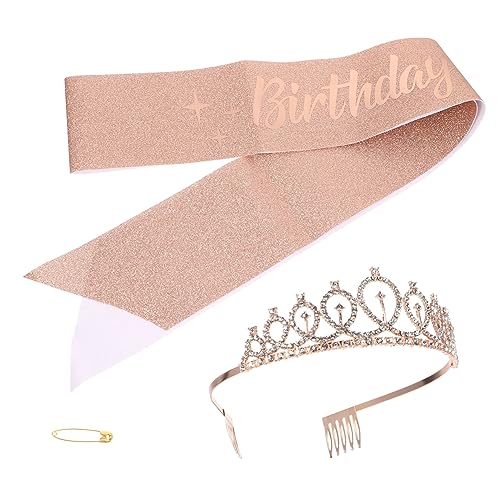 MERRYHAPY 1satz Geburtstagskrone Sash Haarband Set Für Mädchen Party-dekoration Schärpe Und Stirnband Für Unvergessliche Geburtstagsfeiern Und Fotosessions von MERRYHAPY