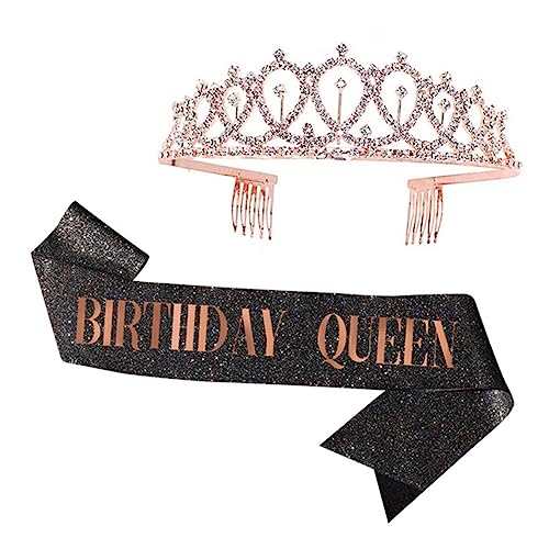 MERRYHAPY 1 Set Geburtstagskönigin Schärpe Und Tiara Set Dekorative Krone Für ädchen Party Deko Zubehör Für Unvergessliche Geburtstagsfeiern von MERRYHAPY