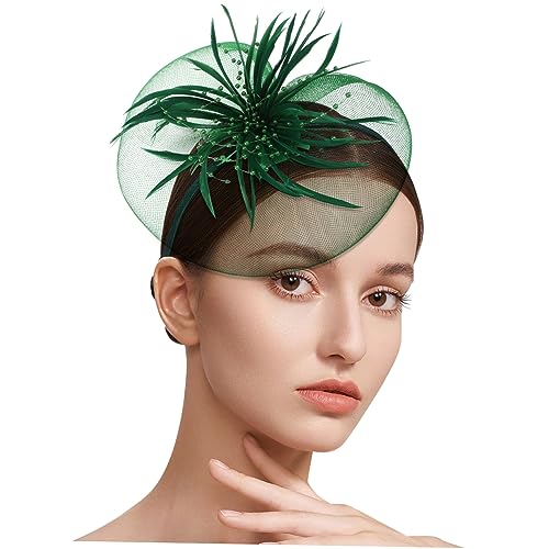 MERRYHAPY 1 Stk Mesh-feder-stirnband Schleife Haarspange Hasser Brautkopfschmuck Für Die Hochzeit Hochzeitshaarschmuck Für Frauen Netz Stirnbänder Hut Mit Schleier Künstliche Federn Green von MERRYHAPY