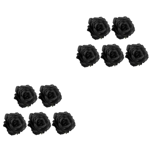 MERRYHAPY 10 Stk Beerdigungsbrosche Haarschmuck für Frauen Rosenkopfschmuck Blumenstift auf Trauerdekoration Trauerkleidung Accessoire rosafarbene Brustnadel Haarspange Black von MERRYHAPY