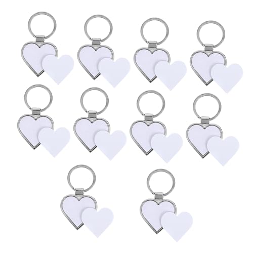 MERRYHAPY 10 Stück Teiliges Sublimations Herz Schlüsselanhänger Metall Blanko Schlüsselring DIY Anhänger Leicht Rostfrei Personalisierbar für Schlüssel Taschen Zubehör von MERRYHAPY