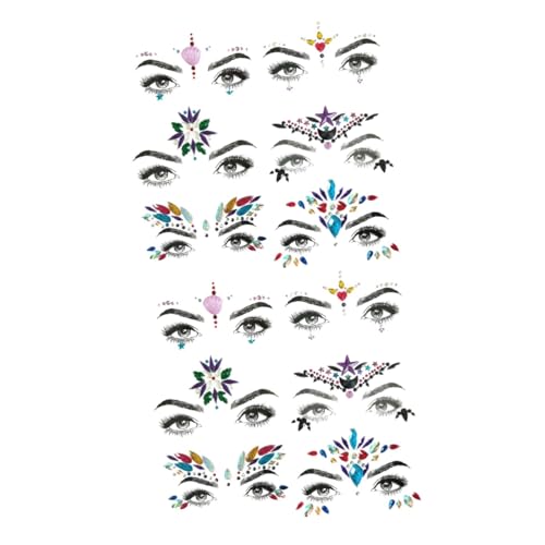 MERRYHAPY 12stücke Kristall-gesicht-diamant-aufkleber Acryl-rhinestone-sticker Für Glitzer-make-up Festival-dekoration Und Körperkunst Selbstklebende Juwelen Für Partys Und Events von MERRYHAPY