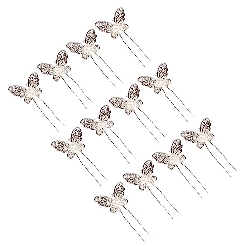 MERRYHAPY Elegante Schmetterlingsnadel Für Frauen 12 Stück U-förmige Strass-haarnadel Brautparty Hochzeit Haarstab von MERRYHAPY