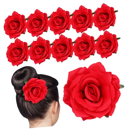 MERRYHAPY 12stücke Rosen Haarspangen Blumen Haarspangen Frauen Blumen Haarschmuck Braut Haarschmuck Haarblumen Kopfschmuck Hawaii Haarspange Haarnadel von MERRYHAPY