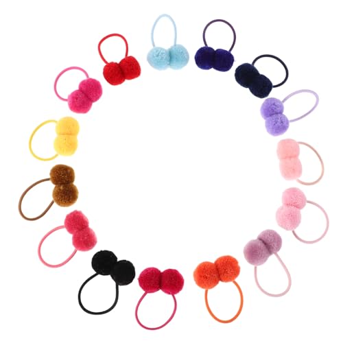 MERRYHAPY 16stücke Elastische Haarbänder Für Junge Mädchen Mit Flauschigen Pompons Haarstyling-accessoires Für Mädchen Bunte Haargummis Für Alltag Und Feiertage von MERRYHAPY