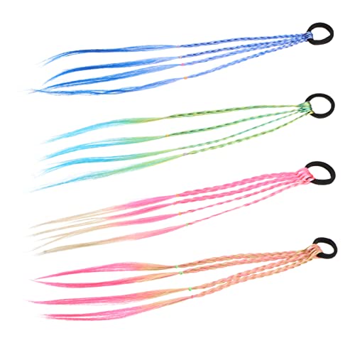 MERRYHAPY Neonfarbenes Perücken-zopf-set 4-teilig Haarbänder Für Jungen Und Mädchen Bunte Kopfbedeckungen Für Festivals Partys Und Den Täglichen Gebrauch von MERRYHAPY