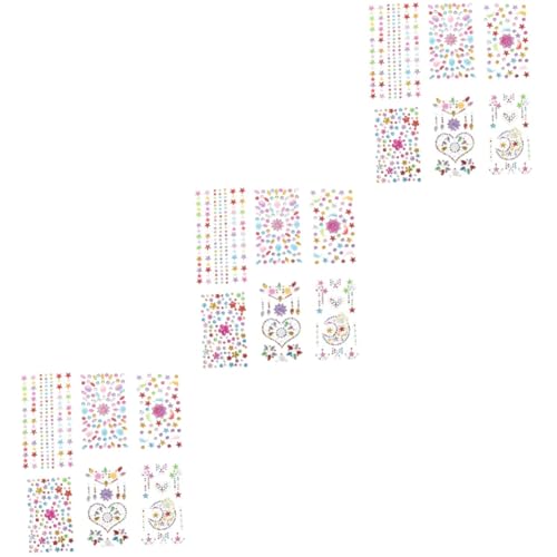 MERRYHAPY 3 Sets Aufkleber Glitzerschablonen Gesichtsjuwelen Edelsteine ​​strass Temporär Für Halloween Und Festival 6 Blätter * 3 von MERRYHAPY