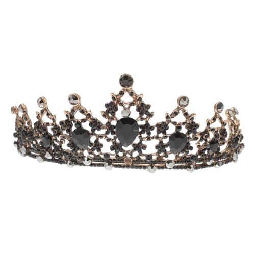 MERRYHAPY Schwarze Hochzeitsschmuckkranz Stilvolle Stirnband Für Braut Damenkopfschmuck Künstliche Kristallkrone Vintage Design von MERRYHAPY