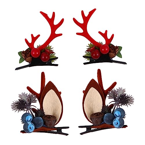 MERRYHAPY 2paare Weihnachts-haarclips Mit Antlers Süße Haarspangen Für Mädchen Und Frauen Accessoires Für Partys Und Fotografie Festliche Haardekoration von MERRYHAPY