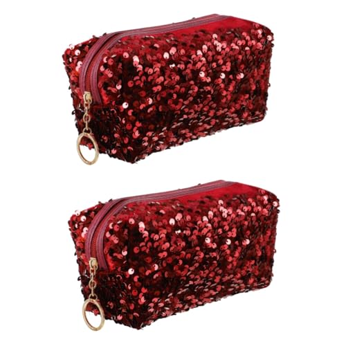 MERRYHAPY 2stücke Shining Sequin Makeup Bag Große Kapazität Quadratische Kosmetiktasche Für Damen Tragbar Und Leicht Für Reisen Und Aufbewahrung Farbvarianten von MERRYHAPY