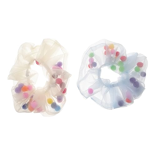 MERRYHAPY 2stücke Elastische -haargummis Pferdeschwanzhalter Haarseil Haarbänder Haar-accessoires in Beige Und Blau Für Mädchen Und Alltag von MERRYHAPY