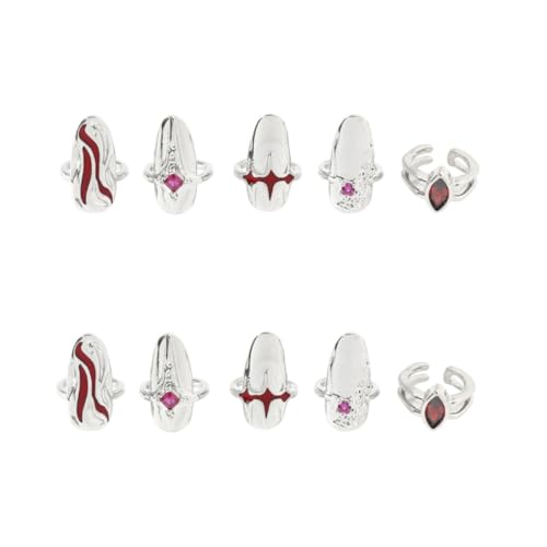 MERRYHAPY 2 Sätze Nagelring Mädchen klingelt fingernagel ringe roter Schmuck rote Ringe tischläufer weihnachten rolf zuckowski weihnachten Fingerspitzenring Fingerschmuck Zinklegierung Weiß von MERRYHAPY