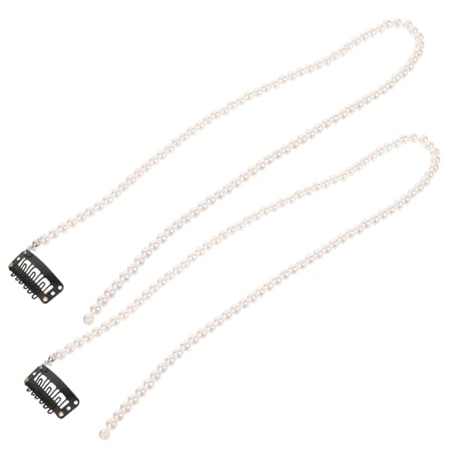 MERRYHAPY 2 Stck Teiliges Haarschmuck Mädchen Perlen haar Ketten Dekorative Flecht haarketten aus Langlebigem Kunstperlen material Modische Accessoires für Zöpfe und Alltag Eleganter von MERRYHAPY