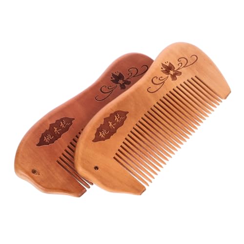 MERRYHAPY 2 Stück Antistatischer Wood Kamm für Nasses Haar Breitzahniger Holzkamm mit Glatter Oberfläche Entwirrt Schonend Langes und Dickes Haar Modisches Fisch design Tragbar für Damen von MERRYHAPY